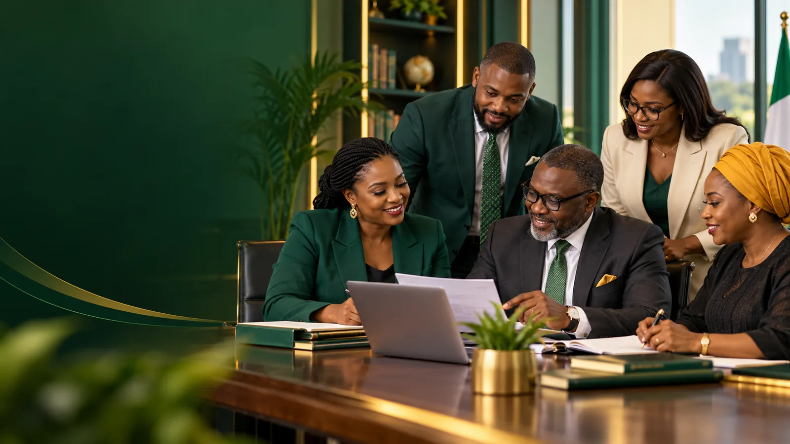 Nigerian school owners and education leaders collaborating in an EduWealth setting
